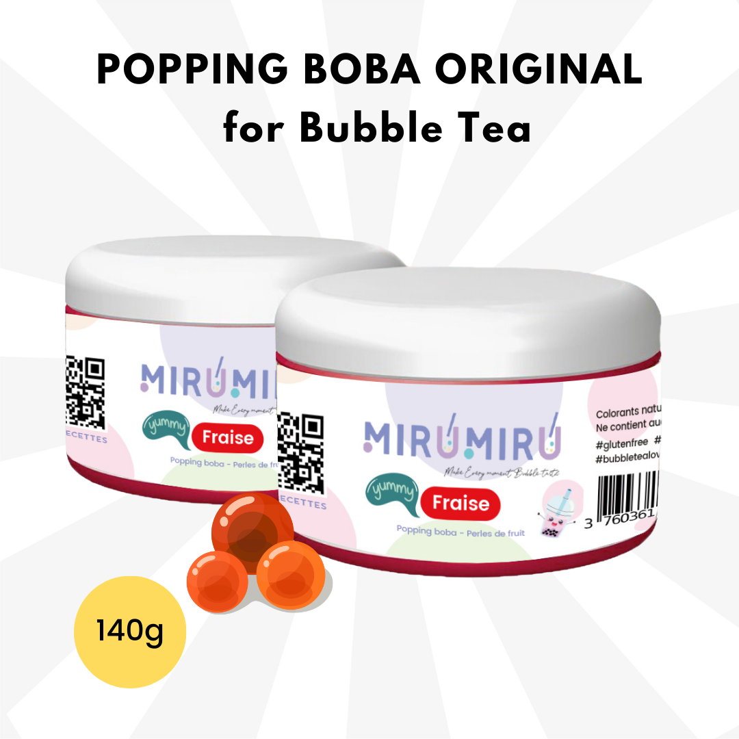 POPPING BOBA ORIGINAL pour Bubble tea - Fraise - 140g (Carton de 42 pièces)