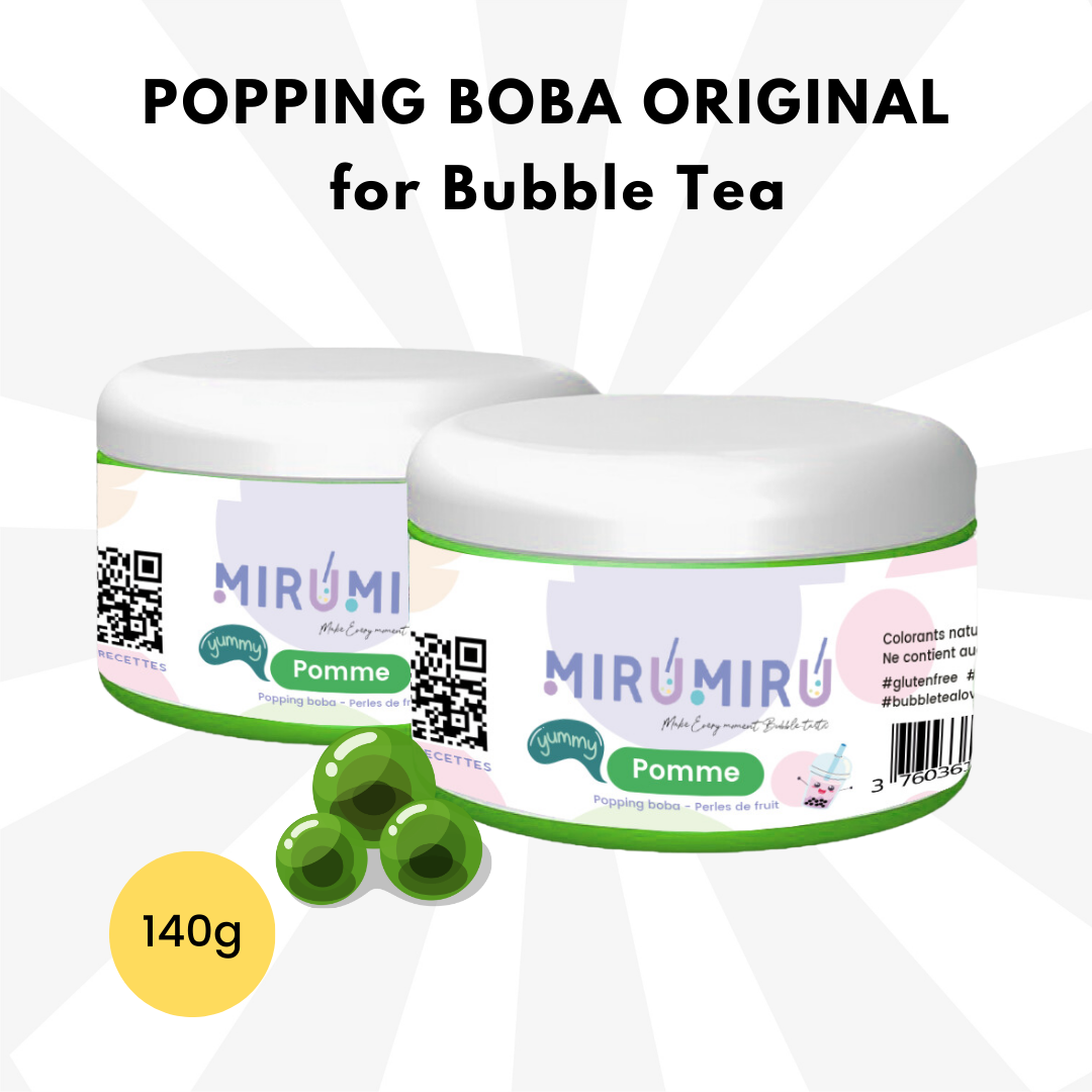 POPPING BOBA ORIGINAL pour Bubble tea - Pomme - 140g (Carton de 42 pièces)