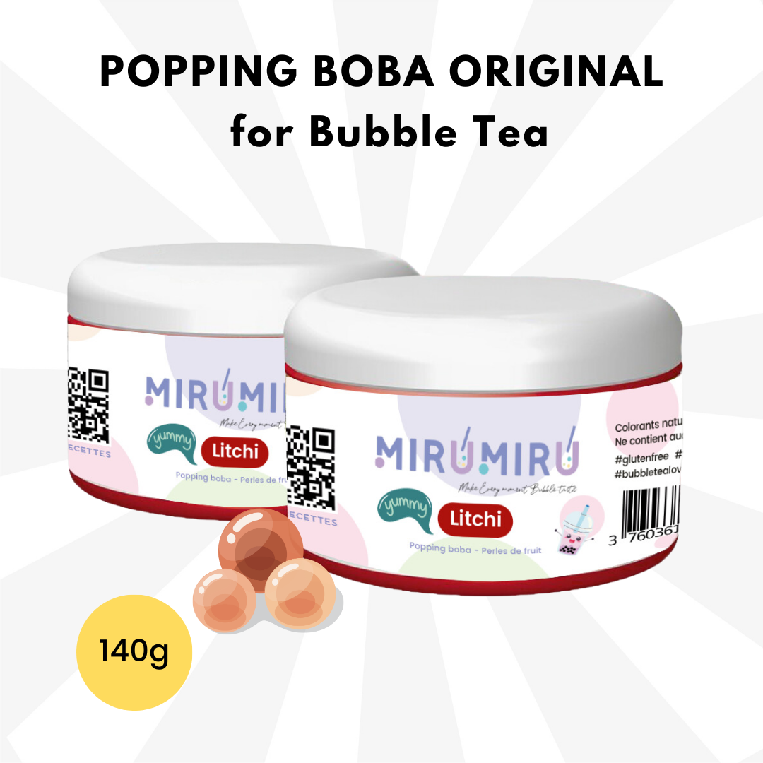 POPPING BOBA ORIGINAL pour Bubble tea - Litchi - 140g (Carton de 42 pièces)