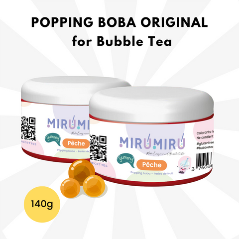 POPPING BOBA ORIGINAL pour Bubble tea - Pêche - 140g (Carton de 42 pièces)