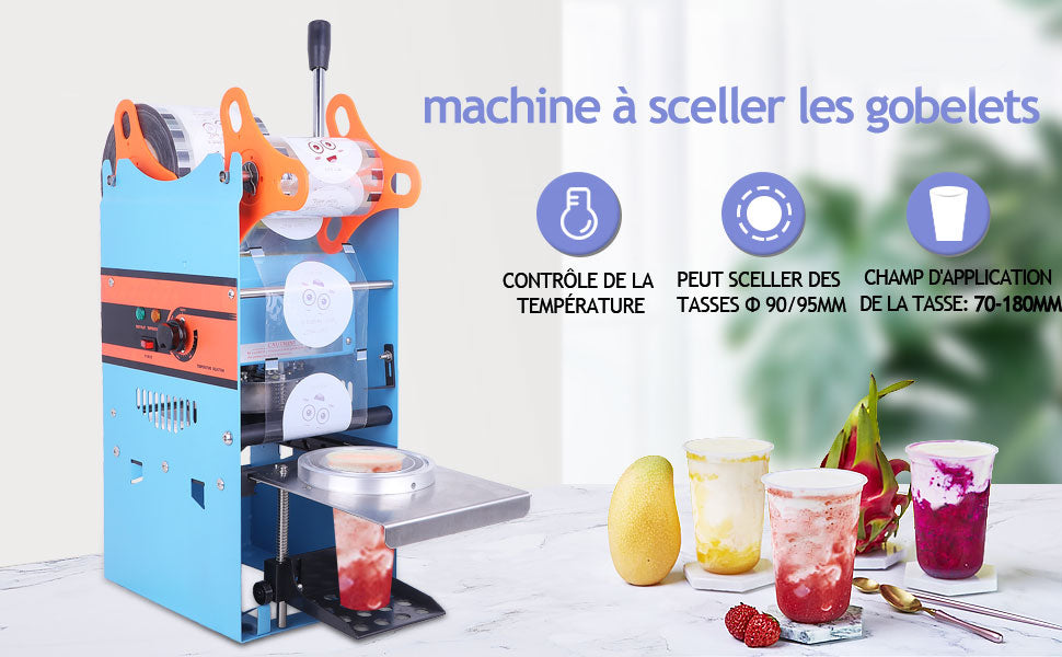 Machine à sceller manuelle pour boissons chaudes ou froides - scelleuse bubble tea